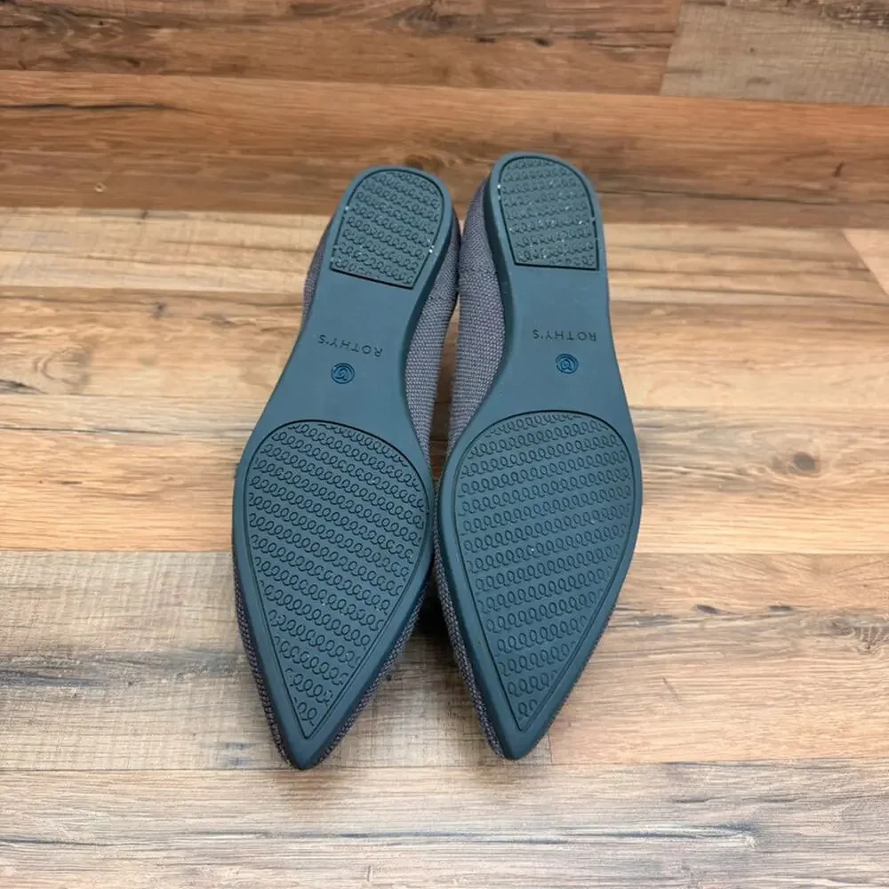 Women’s Pointed Knit Ballet Flats - Dark Gray